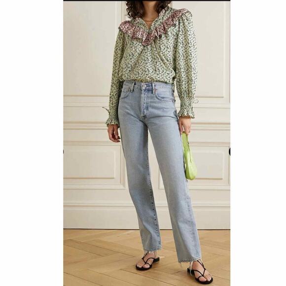 Rixo Danica Ruffled Printed Cotton Floral Blouse Size Small US 6 - Picture 7 of 13